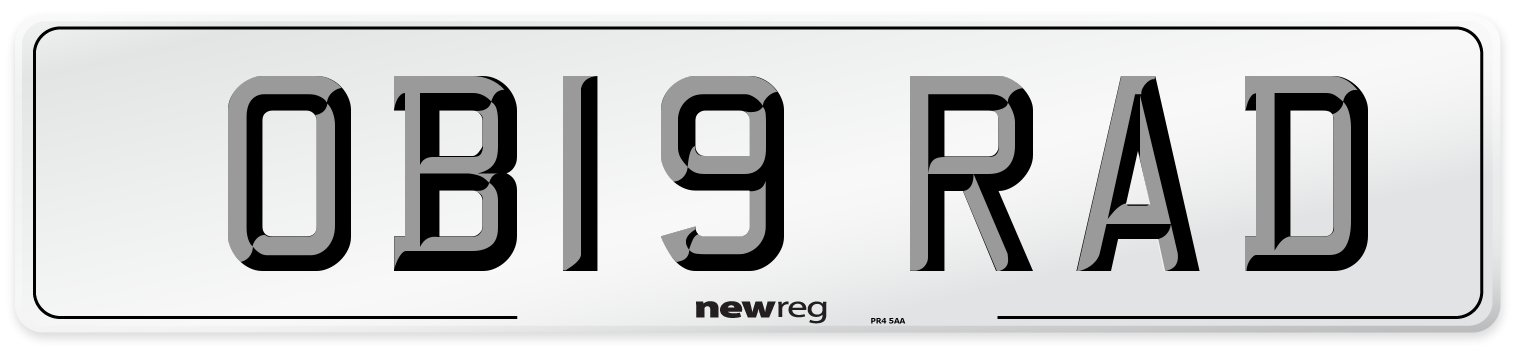 OB19 RAD Number Plate from New Reg